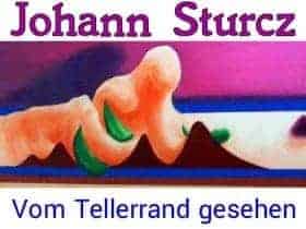Flyer zur Vernissage von Johann Sturcz *Vom Tellerrand gesehen*